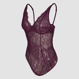 Savage X Fenty ROMANTIC CORDED LACE UNDERWIRE TEDDY- Purple Persuasion